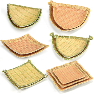 密胺塑料编织托盘仿瓷竹编烧烤盘子网红点心盘创意小吃盘三角形盘