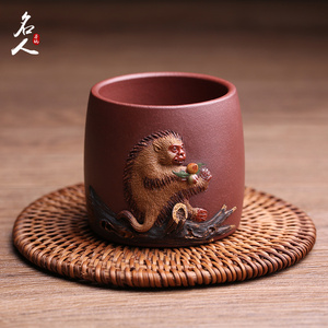 猴子紫砂杯