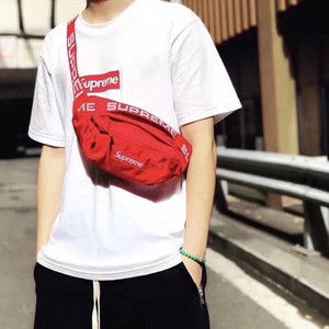 正品supreme 18ss 44th waist bag 男女休闲斜挎包户外胸包腰包潮
