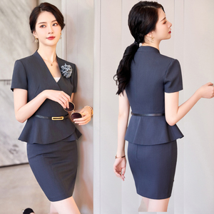 酒店前台接待工作装女夏季口腔短袖气质经理美容院服装职业套装