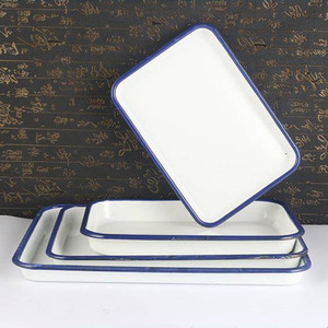 白色加厚搪瓷托盘长方形医用搪瓷盆搪瓷茶盘搪瓷方盘多用盘消毒盘