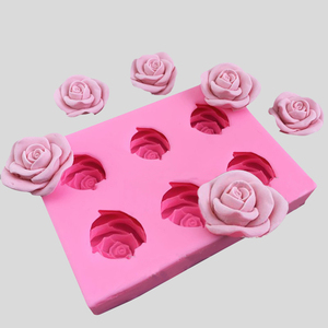 6连玫瑰硅胶模具翻糖巧克力玫瑰花朵装饰工具DIY滴胶石膏滴胶模具