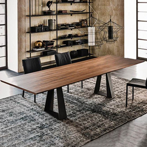 昆仑 工业风办公室原木大板长桌2米创意复古实木会议桌长条工作台