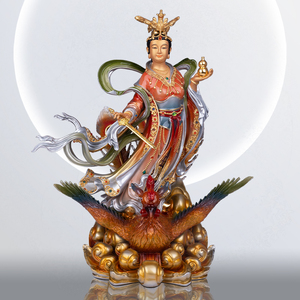 纯铜九天玄女像手工高温琉晶彩家用供奉九天玄女神像摆件圣母娘娘