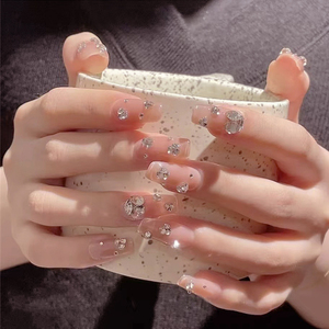 新娘美甲贴片带钻假指甲成品网红ins风日韩可穿戴甲片拆卸