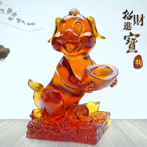 招财狗摆件客厅创意旺财镇宅水晶狗狗闺蜜搬新家乔迁礼物琉璃礼品