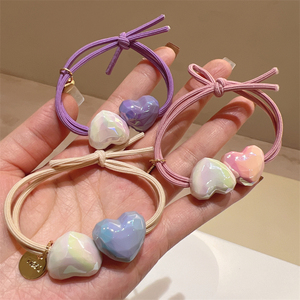 粉色幻彩几何爱心少女扎发皮筋头绳韩版蓝色紫色弹力可爱发绳发圈