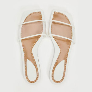 ZA新款一字带透明拖鞋女生白色水晶鞋平底休闲凉鞋夏季绝美沙滩鞋