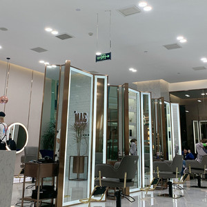 3am同款美发店镜台不锈钢镜子发廊专用简约折叠剪发镜边框带灯