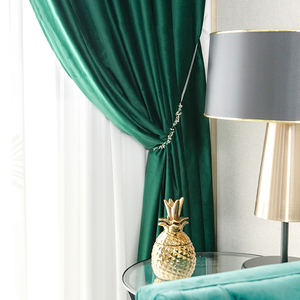 丝绒窗帘欧式天鹅绒遮光布绒面纯色轻奢墨绿色法兰绒意大利金丝绒