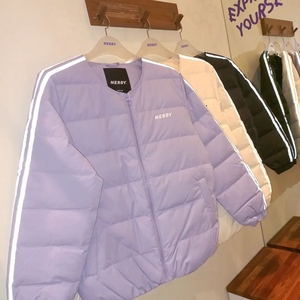 韩国nerdy专柜正品代购21新立领鹅绒反光条带羽绒服夹克秋冬男女