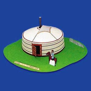 儿童手工折纸diy拼装立体3d纸质模型 草原房子蒙古包建筑房屋制作