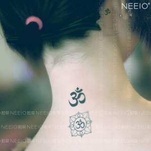 neeio纹身贴 圣音om符号 瑜伽印度梵文颈后手臂 纹身贴纸 防水 女