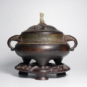 明代宣德年双耳铜香薰炉家用香炉老物件文玩古董收藏真品供奉摆件