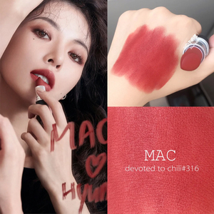 现货mac魅可磨砂唇膏口红316#devoted to chili柔雾小辣椒泫雅色