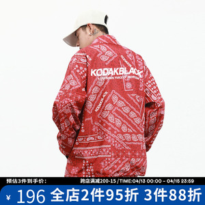 kodakblack豹纹腰果花情侣外套男潮牌国潮宽松嘻哈街头教练夹克