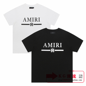 正品 amiri 夏季新品字母徽章印花休闲男女宽松短袖情侣圆领t恤潮