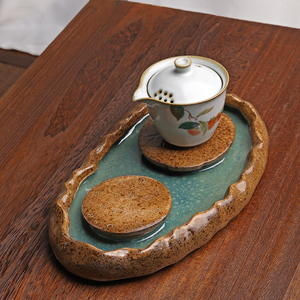 陶瓷托盘莲花泡茶台创意日式干泡茶盘家用简约迷你小号干泡盘