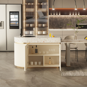 开放式岛台餐桌一体厨房带移动插座收纳客餐厅餐边柜西厨岛台成品