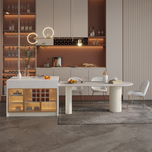 岛台餐桌一体开放式餐厅岛台成品储物餐边柜餐桌椅组合西厨房家具