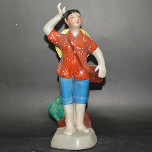 景德镇雕塑瓷厂瓷器 厂货赤脚医生人物塑像摆件 古玩古董文革收藏