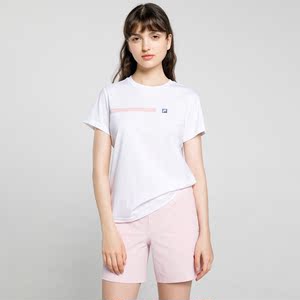 fila 斐乐女子圆领短袖t恤 运动休闲字母针织透气上衣a11w021115f