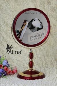 Alina专柜镜子大号台式双面化妆镜欧美款桌面镜喜庆红结婚梳妆镜