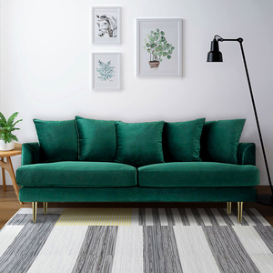 轻奢沙发北欧小户型美容院丝绒双人三人位沙发墨绿色现代简约客厅