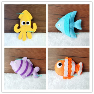 【成品】筱筱手工diy不织布成品鱼 金鱼龙虾海鲜鲨鱼鱿鱼4-1