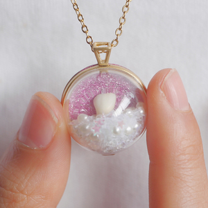 牙仙女儿童乳牙定制吊坠智齿换牙纪念饰品保存牙齿项链金身体记忆