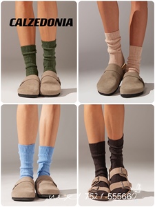 CALZEDONIA意大利7%山羊绒堆堆袜女士秋冬纯色坑条保暖短袜dc0096