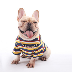 【三只小可爱的家】宠物潮牌衣服春秋款法斗猫狗撞色条纹t恤卫衣