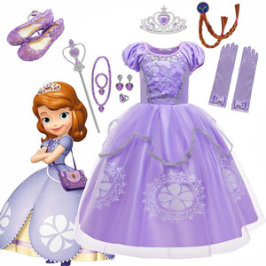 六一万圣节迪士尼苏菲亚公主连衣裙礼服蓬蓬纱裙卡通公主裙cos装