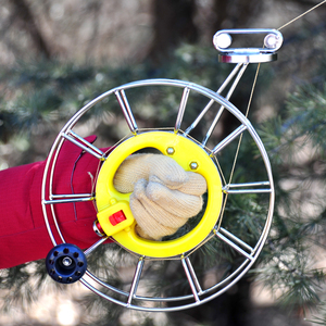 新款不锈钢手握风筝轮静音绕线盘高档大轴承自锁握轮导孔大万向轮