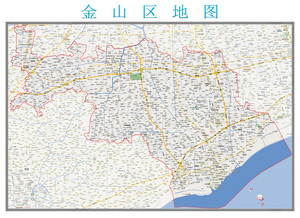 定制上海市金山区地图交通旅游行政区划商圈分布街道图办公室装饰