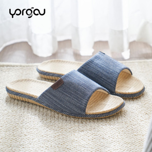 远港男士亚麻拖鞋室内防滑夏天防臭静音家用棉麻布艺凉拖鞋女四季