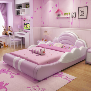 公主床女孩儿童床单人床粉色少女学生床创意现代简约个性卡通床