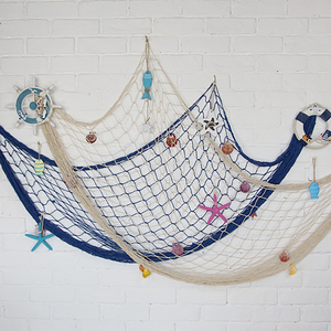 幼儿园环创海洋风装饰材料地中海渔网挂件背景墙面照片挂饰壁饰