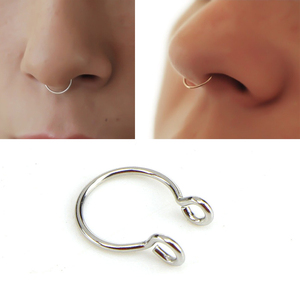 无需穿洞不锈钢假鼻环鼻钉鼻中隔个性穿刺饰品孔u型鼻环