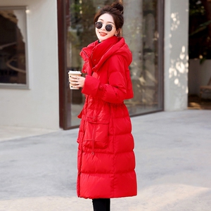 大红色羽绒服女2023年新款爆款冬修身显瘦高端品牌时尚中长款外套