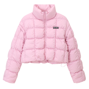 粉红色可拆卸袖子羽绒服女2023年冬季新款设计师款高领白鸭绒外套