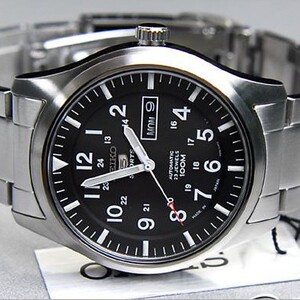 精工5号盾牌男士手表全自动机械表商务休闲防水双历表snzg13