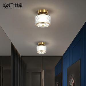 新中式吸顶灯阳台过道灯走廊玄关灯圆形现代吸顶灯led门厅小灯具