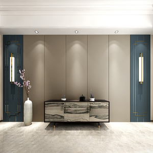 硬包背景墙客厅简约电视背景墙纯色金属条装饰卧室床头软包背景墙