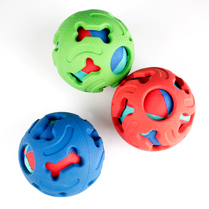 宠物用品 狗狗解闷磨牙互动玩具球怪叫发声橡胶镂空大型犬玩具球