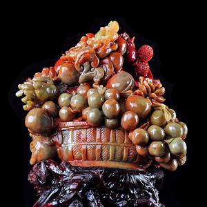 天然寿山石摆件荔枝利枝奇石客厅摆件招财辟邪芙蓉石头雕刻石雕