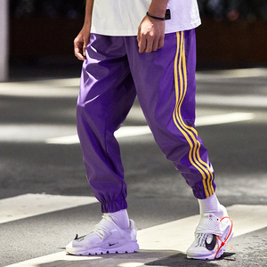三道杠裤子男紫色