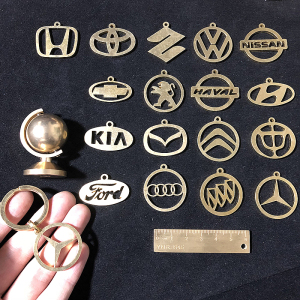 纯铜车标汽车钥匙扣吊坠 手工线切割制作 包邮