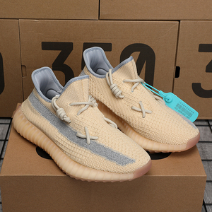正品官网yeezy椰子350麻布奶油白冰蓝满天星黑天使芝麻灰过毒男鞋