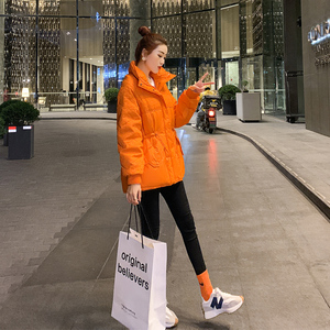 2021年新款冬装白鸭绒橘色加厚短款羽绒服女小个子爆款橙色外套